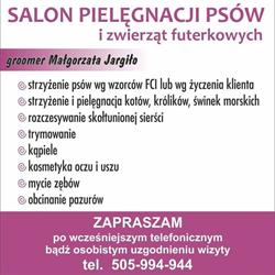 Jargiło Małgorzata. Salon Pielęgnacji Psów, Szczytno godziny otwarcia