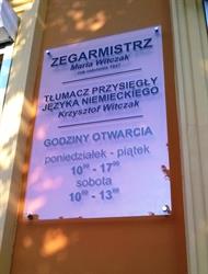 Witczak Maria, zegarmistrz, Mogilno godziny otwarcia