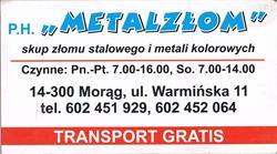 Metalzłom, Morąg godziny otwarcia
