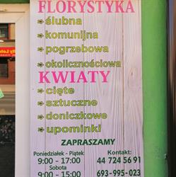 Sowik Elżbieta. Kwiaciarnia, Tomaszów Mazowiecki godziny otwarcia