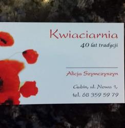 Szymczyszyn Alicja. Kwiaciarnia, Gubin godziny otwarcia