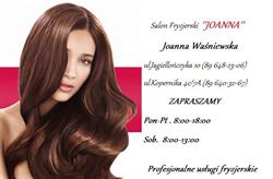 Joanna. Salon fryzjerski. Waśniewska J., Iława godziny otwarcia