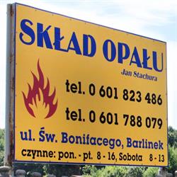 Stachura Jan. Skład opału, Barlinek godziny otwarcia
