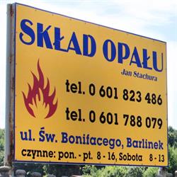 Stachura Jan. Skład opału, Barlinek godziny otwarcia