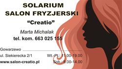 Salon Fryzjerski. Creatio, Gowarzewo godziny otwarcia