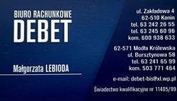 Debet Biuro Rachunkowe Małgorzata Lebioda, Konin godziny otwarcia