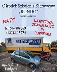 Rondo. Ośrodek szkolenia kierowców. Roman Strykowski, Działoszyn godziny otwarcia