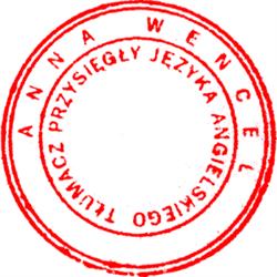 Anna Wencel - tłumacz przysięgły języka angielskiego, Gdańsk godziny otwarcia