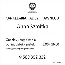 Anna Szmitka. Kancelaria radcy prawnego, Piotrków Trybunalski godziny otwarcia