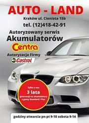 Auto-Land. Oleje samochodowe, akumulatory, Kraków - godziny otwarcia