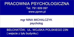 "pracownia Psychologiczna Nina Michalczyk Badania Psychologiczne Bełchatów- Psychotesty", godziny otwarcia