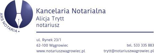 Kancelaria Notarialna Alicja Trytt notariusz, Wągrowiec godziny otwarcia
