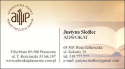 Kancelaria Adwokacka Justyna Siedlec, Piaseczno godziny otwarcia