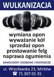 Wulkanizacja Mariusz Grzesik Usługi Wulkanizacyjne, Mirków godziny otwarcia