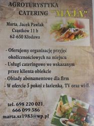 AGROTURYSTYKA-CATERING-"MAJA" Marta Pawlak, Kłodawa godziny otwarcia