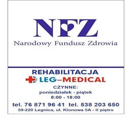 Podstawowa Opieka Zdrowotna i Rehabilitacja "LEG-MEDICAL" Magdalena Łaksa, Legnica godziny otwarcia