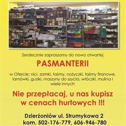 Pasmanteria-wkłady odzieżowe-flizeliny- dodatki krawieckie, Dzierżoniów godziny otwarcia