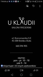 Salon fryzjerski u Klaudii, Bielsko-Biała godziny otwarcia