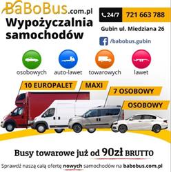 BaBoBus - wypożyczalnia przyczep, samochodów, Gubin godziny otwarcia