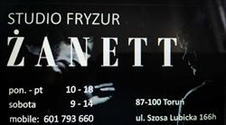STUDIO FRYZUR ŻANETT, Toruń godziny otwarcia