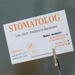 Barańska Katarzyna. Gabinet Stomatologiczny., Piaseczno godziny otwarcia