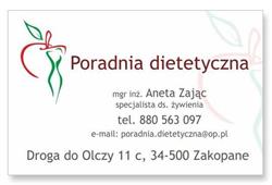 Poradnia dietetyczna mgr inż. Aneta Zając, Zakopane godziny otwarcia