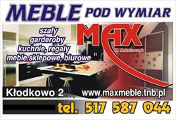 Meble pod wymiar MAX Krzysztof Maksimczyk.Studio projektowania MONA, Gryfice godziny otwarcia