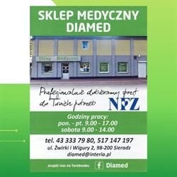 Diamed. Sklep Medyczny. Sprzęt rehabilitacyjny. Sprzęt ortopedyczny., Sieradz godziny otwarcia