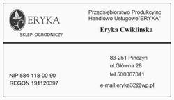 PPHU ERYKA Sklad sklep ogrodniczy & Skład węgla , opału & Pellet, Pinczyn godziny otwarcia