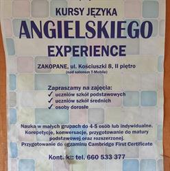 EXPERIENCE Kursy jęz. angielskiego mgr Joanna Piskorz, Zakopane godziny otwarcia
