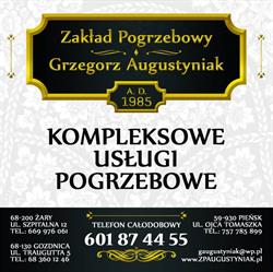 Augustyniak Grzegorz. Zakład pogrzebowy. Przewóz zwłok, Żary godziny otwarcia
