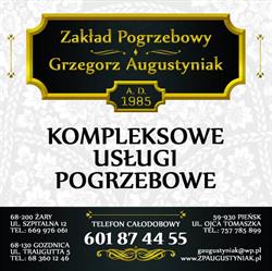 Augustyniak Grzegorz. Zakład pogrzebowy. Przewóz zwłok, Żary godziny otwarcia