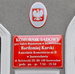 Komornik Sądowy przy Sądzie Rejonowym w Inowrocławiu Bartłomiej Karski, godziny otwarcia