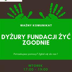 Fundacja Żyć Zgodnie, Kwidzyn godziny otwarcia