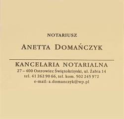 Notariusz Anetta Domańczyk. Kancelaria Notarialna. Ostrowiec Świętokrzyski ., godziny otwarcia