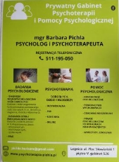 Prywatny Gabinet Psychoterapii i Pomocy Psychologicznej Barbara Pichla, Legnica godziny otwarcia