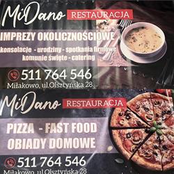 Restauracja MiDano, Miłakowo godziny otwarcia