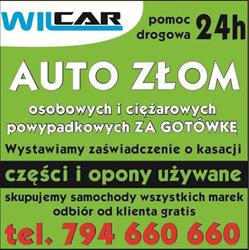 WIL CAR Złomowanie Pojazdów, części samochodowe, POMOC DROGOWA, Olbrachcice godziny otwarcia