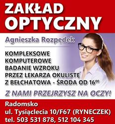 Rozpędek Agnieszka. Zakład optyczny, Radomsko godziny otwarcia
