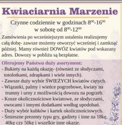 Kwiaciarnia Marzenie, Mysłowice godziny otwarcia