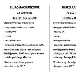 Biuro Rachunkowe w Policach, Police godziny otwarcia