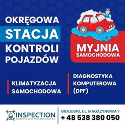 STACJA KONTROLI POJAZDOW/MYJNIA SAMOCHODOWA INSPECTION Krzysztof Litwinko, Zenon Maciorowski S.C, Grajewo godziny otwarcia