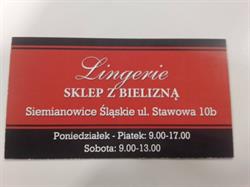 Sklep z bielizną Lingerie - Beata Bartoszek, Siemianowice Śląskie godziny otwarcia