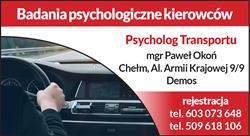 Paweł Okoń Badania Psychologiczne Kierowców, Chełm godziny otwarcia