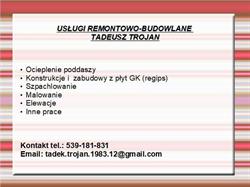 Usługi Remontowo - Budowlane Tadeusz Trojan, Kaszów godziny otwarcia