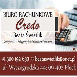 BIURO RACHUNKOWE CREDO BEATA ŚWIETLIK, Płock godziny otwarcia
