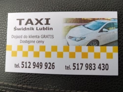 Taxi Kostek Taxi Świdnik Taksówki Świdnik - Lublin, godziny otwarcia
