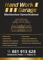 Hand Work Garage Blacharstwo Samochodowe Warsztat Blacharz Lakiernik Naprawy po wypadkowe Łomianki, godziny otwarcia
