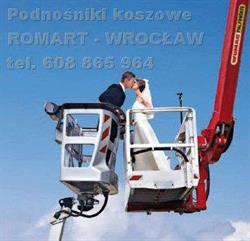 Romart Wynajem Podnośniki Koszowe. Zwyżka Wrocław, podnośnik koszowy 22 do 33 metrów., godziny otwarcia