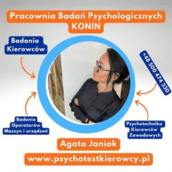 Agata Janiak - Pracownia Badań Psychologicznych Konin, godziny otwarcia